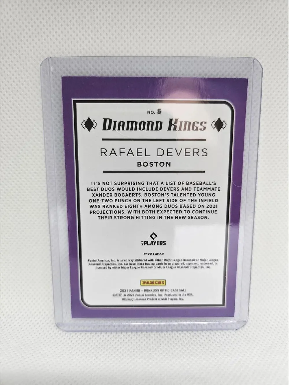 Rafael Devers - Diamomd King 2021 Panini Donruss OPTIC - #5 - Boston - RAW Mint